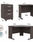 Bush Business Furniture Studio A 83W Large Corner Desk with 3 Drawer Mobile File Cabinet
