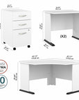 Bush Business Furniture Studio A 83W Large Corner Desk with 3 Drawer Mobile File Cabinet