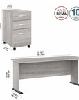 Bush Business Furniture Studio A 72W Computer Desk with 3 Drawer Mobile File Cabinet