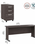 Bush Business Furniture Studio A 72W Computer Desk with 3 Drawer Mobile File Cabinet