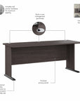 Bush Business Furniture Studio A 72W Computer Desk with 3 Drawer Mobile File Cabinet