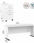 Bush Business Furniture Studio A 72W Computer Desk with 3 Drawer Mobile File Cabinet