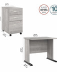 Bush Business Furniture Studio A 36W Small Computer Desk with 3 Drawer Mobile File Cabinet