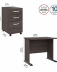 Bush Business Furniture Studio A 36W Small Computer Desk with 3 Drawer Mobile File Cabinet