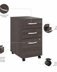 Bush Business Furniture Studio A 36W Small Computer Desk with 3 Drawer Mobile File Cabinet