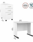 Bush Business Furniture Studio A 36W Small Computer Desk with 3 Drawer Mobile File Cabinet
