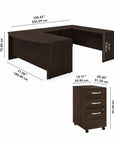 Bush Business Furniture Studio C 72W x 36D U Shaped Desk with Mobile File Cabinet