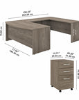 Bush Business Furniture Studio C 72W x 36D U Shaped Desk with Mobile File Cabinet