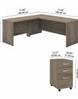 Bush Business Furniture Studio C 72W x 30D L Shaped Desk with Mobile File Cabinet and 42W Return