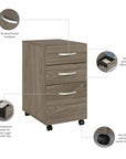 Bush Business Furniture Studio C 72W x 30D L Shaped Desk with Mobile File Cabinet and 42W Return