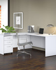 Bush Business Furniture Studio C 72W x 30D L Shaped Desk with Mobile File Cabinet and 42W Return