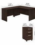 Bush Business Furniture Studio C 60W x 30D L Shaped Desk with Mobile File Cabinet and 42W Return