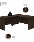 Bush Business Furniture Studio C 60W x 30D L Shaped Desk with Mobile File Cabinet and 42W Return