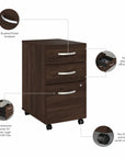 Bush Business Furniture Studio C 60W x 30D L Shaped Desk with Mobile File Cabinet and 42W Return