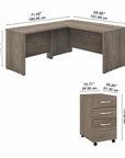 Bush Business Furniture Studio C 60W x 30D L Shaped Desk with Mobile File Cabinet and 42W Return