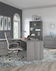 Bush Business Furniture Studio C 60W x 30D L Shaped Desk with Mobile File Cabinet and 42W Return