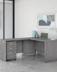 Bush Business Furniture Studio C 60W x 30D L Shaped Desk with Mobile File Cabinet and 42W Return