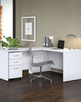 Bush Business Furniture Studio C 60W x 30D L Shaped Desk with Mobile File Cabinet and 42W Return