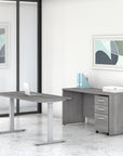 Bush Business Furniture Studio C 60W x 30D Height Adjustable Standing Desk, Credenza and Mobile File Cabinet