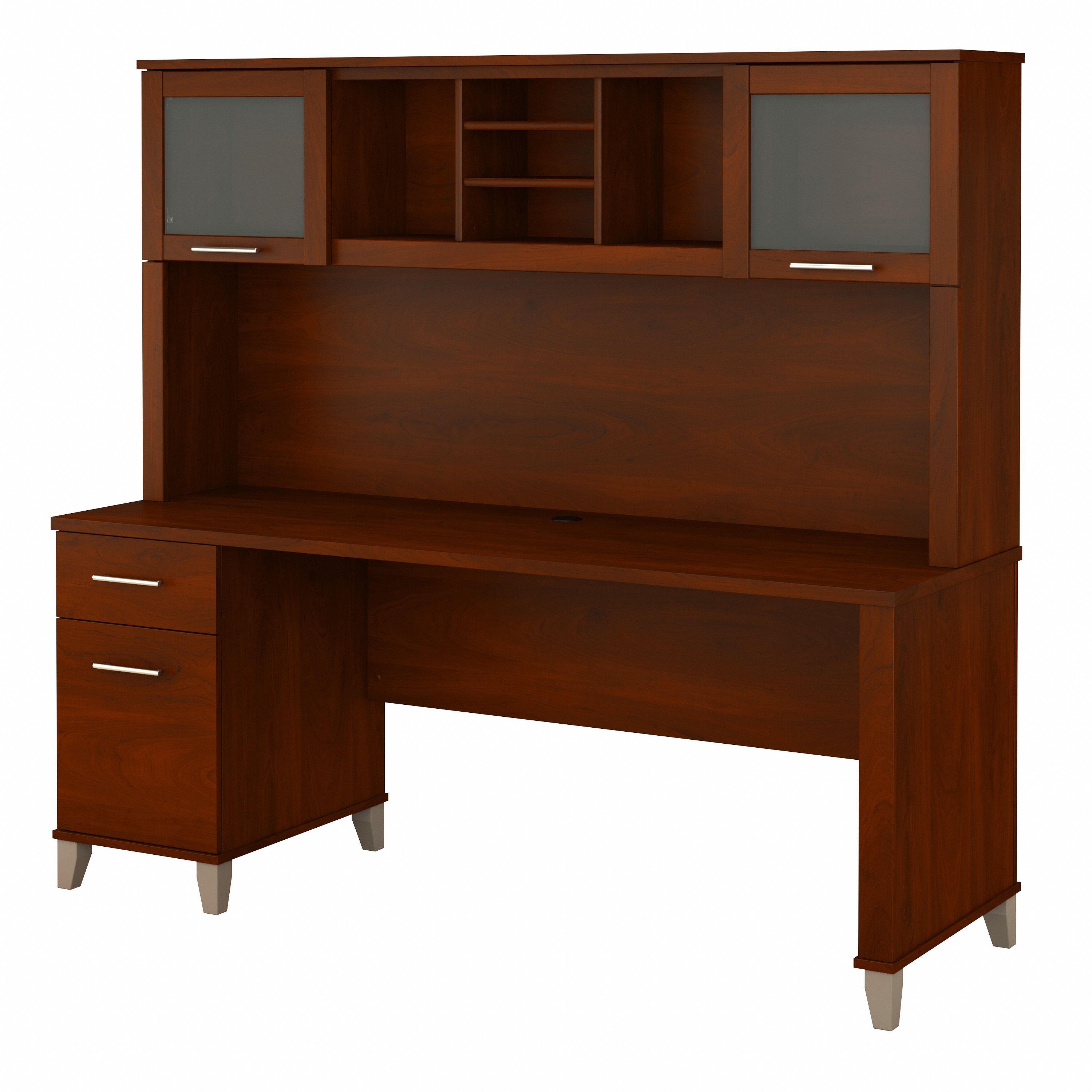 Bush Furniture Somerset 72W Office Desk with Drawers and Hutch | Hansen Cherry_0