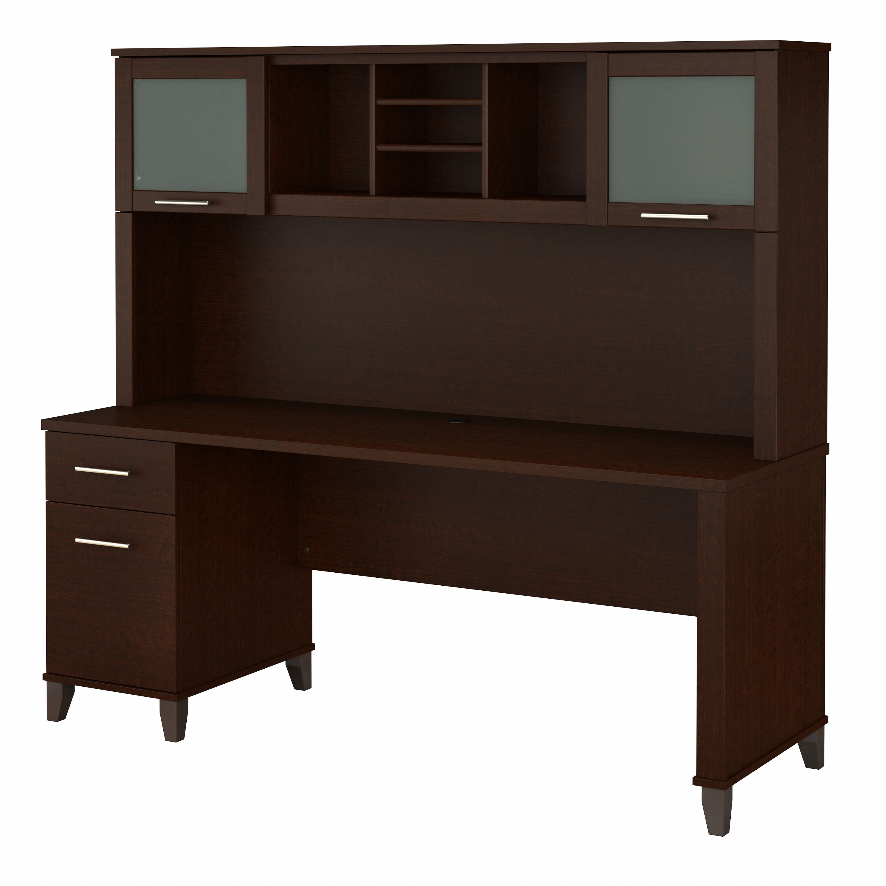 Bush Furniture Somerset 72W Office Desk with Drawers and Hutch | Mocha Cherry_0