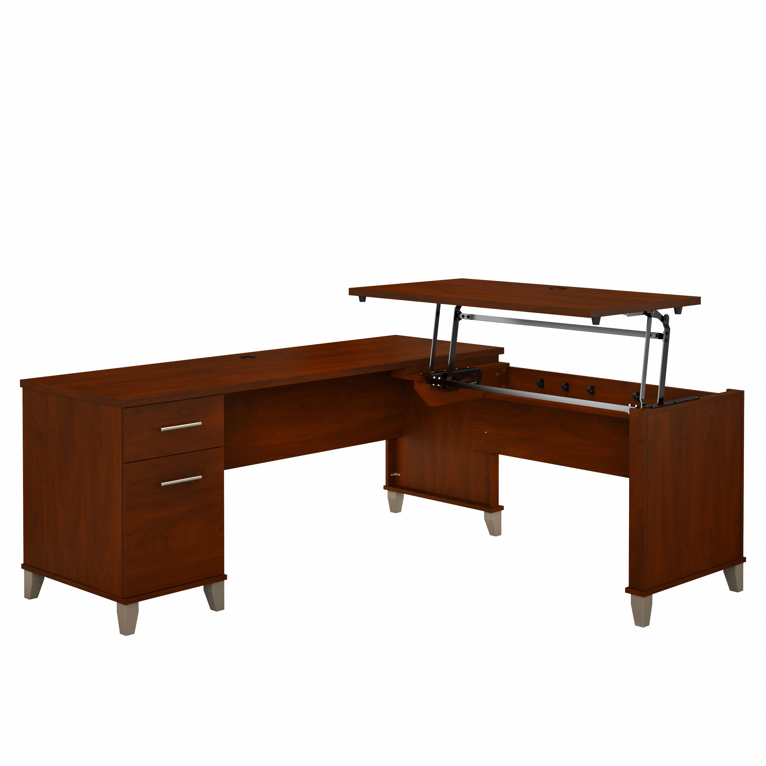 Bush Furniture Somerset 72W 3 Position Sit to Stand L Shaped Desk | Hansen Cherry_0