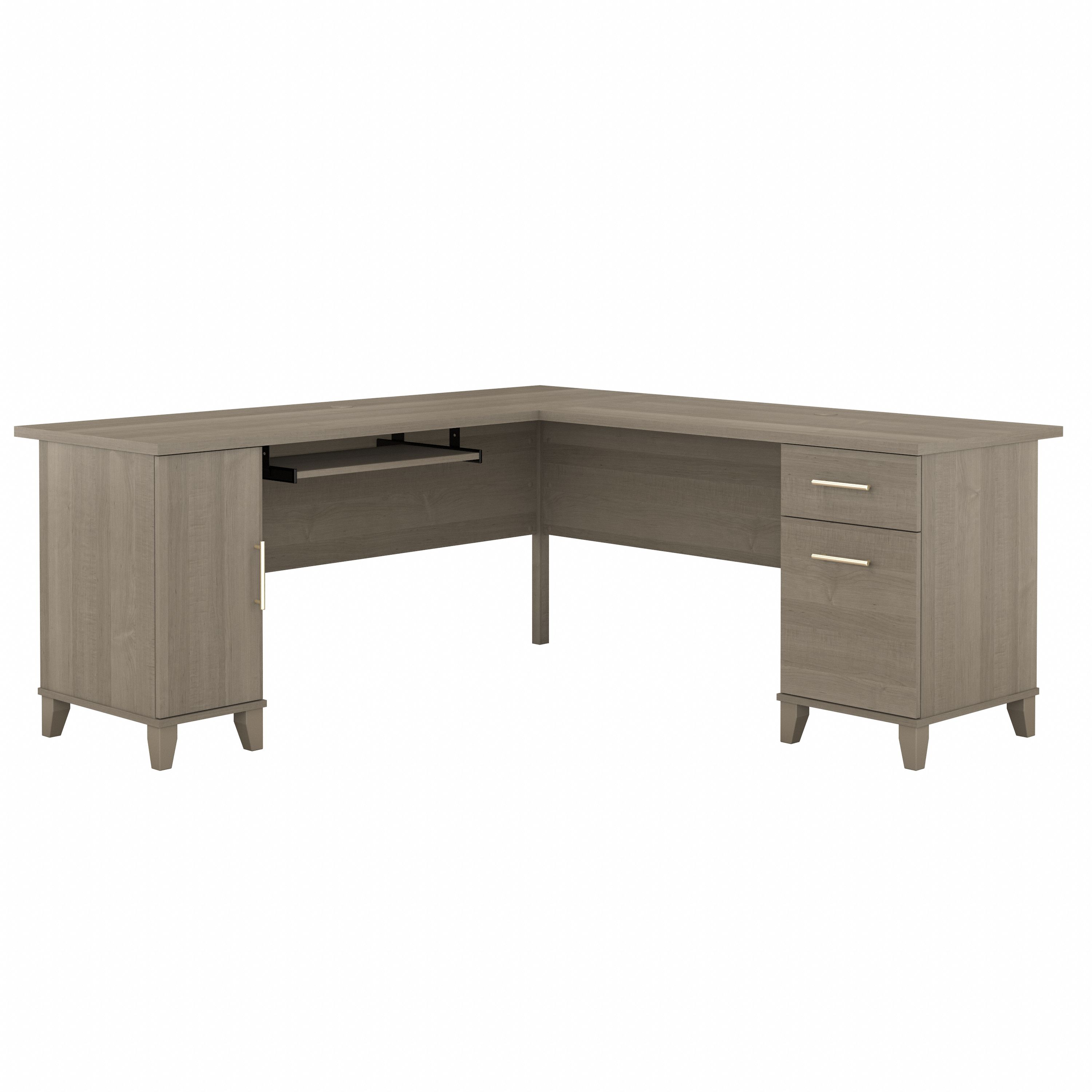 Bush Furniture Somerset 72W L Shaped Desk with Storage | Ash Gray/White_0