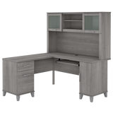 Bush Furniture Somerset 60W L Shaped Desk with Hutch | Platinum Gray_0