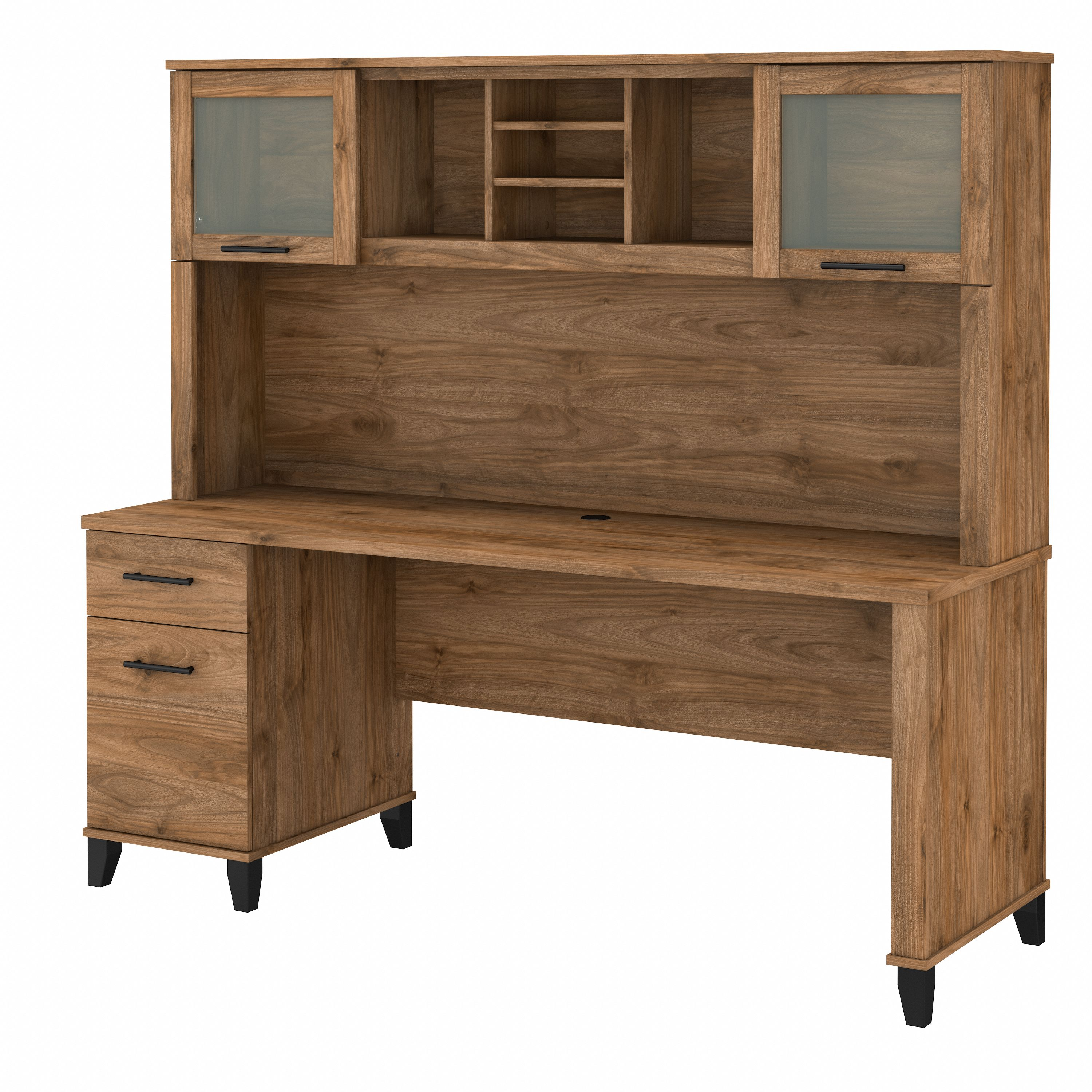 Bush Furniture Somerset 72W Office Desk with Drawers and Hutch | Fresh Walnut_0