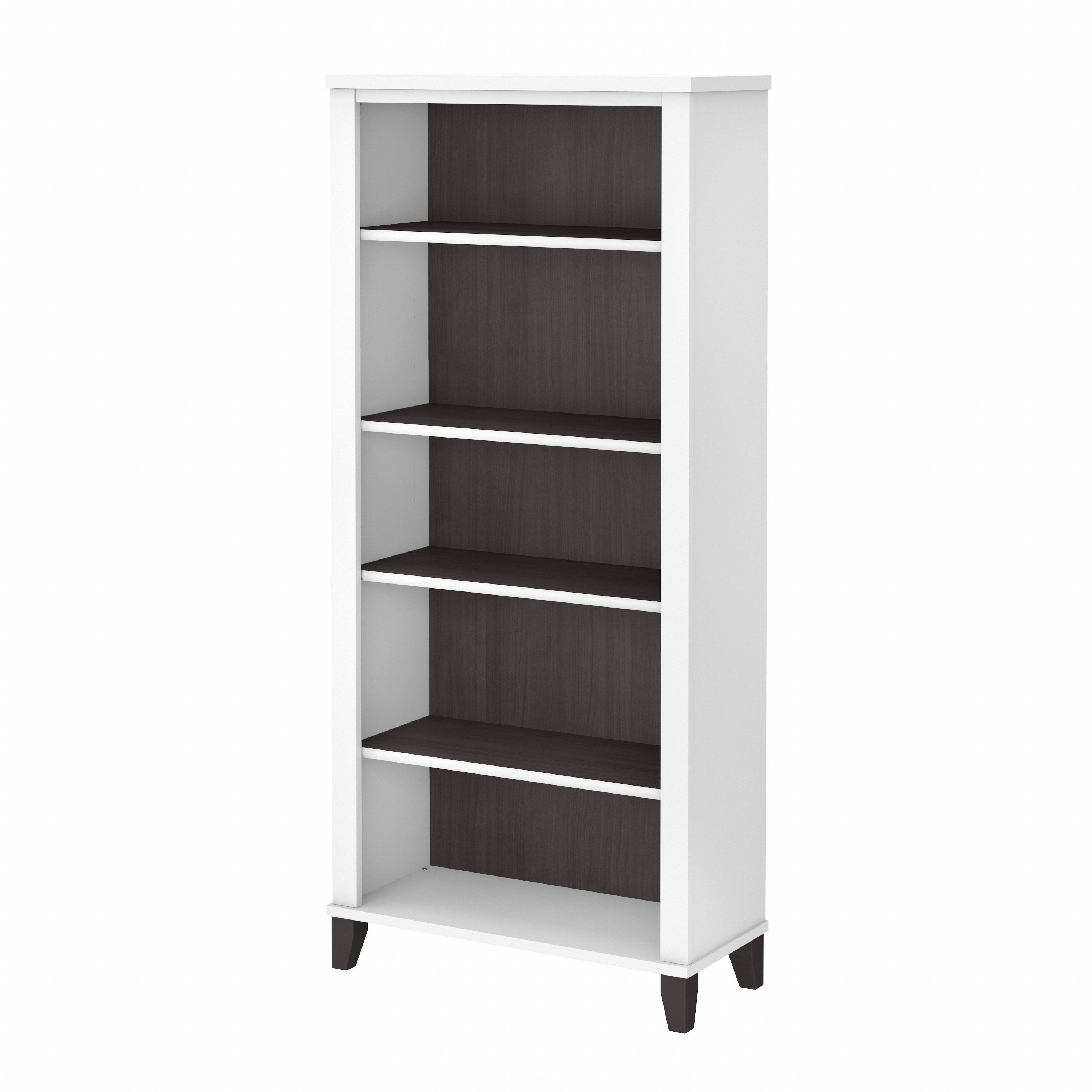 Bush Furniture Somerset Tall 5 Shelf Bookcase | Storm Gray/White_0