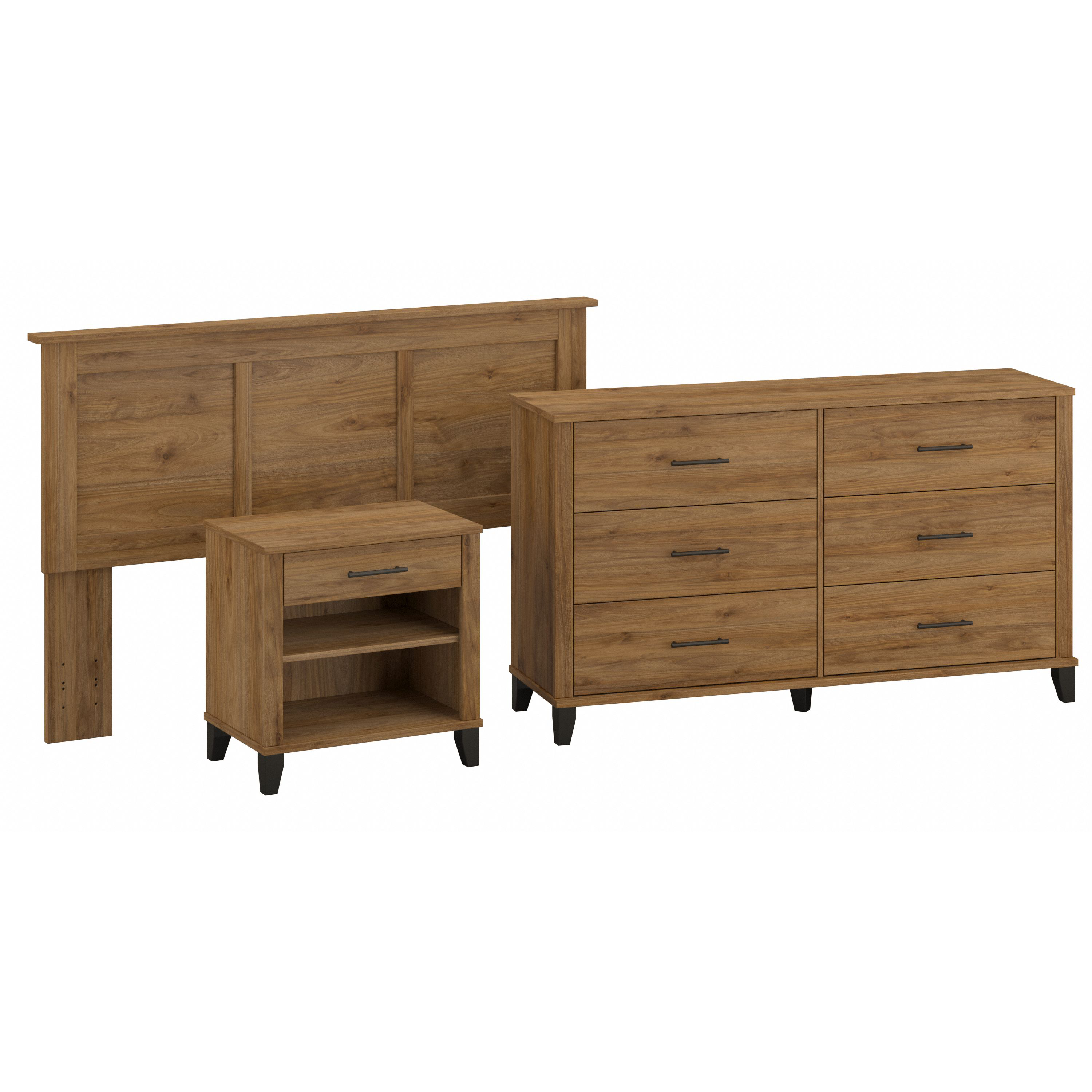 Bush Furniture Somerset Full/Queen Size Headboard, Dresser and Nightstand Bedroom Set | Fresh Walnut_0