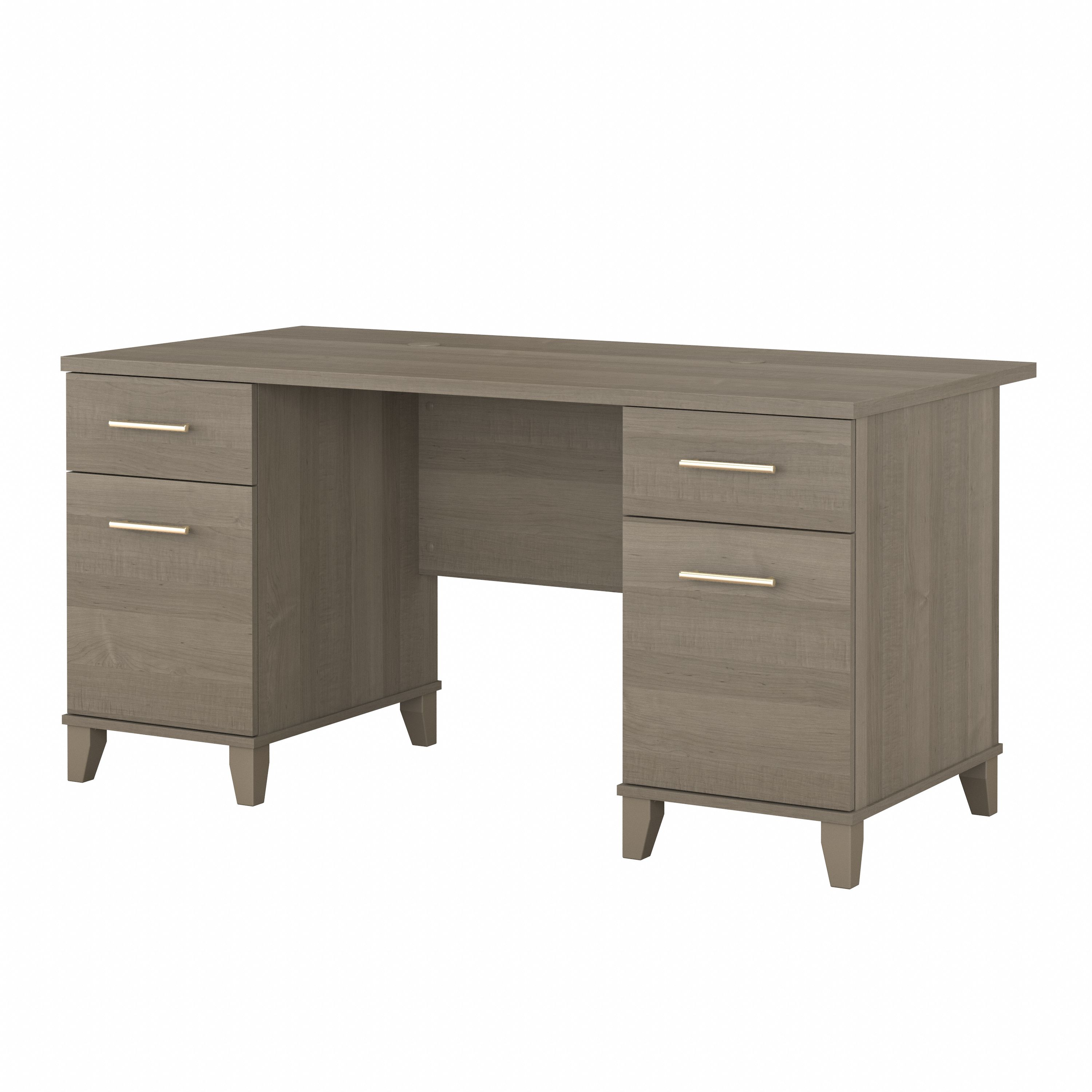 Bush Furniture Somerset 60W Office Desk with Drawers | Ash Gray/White_0