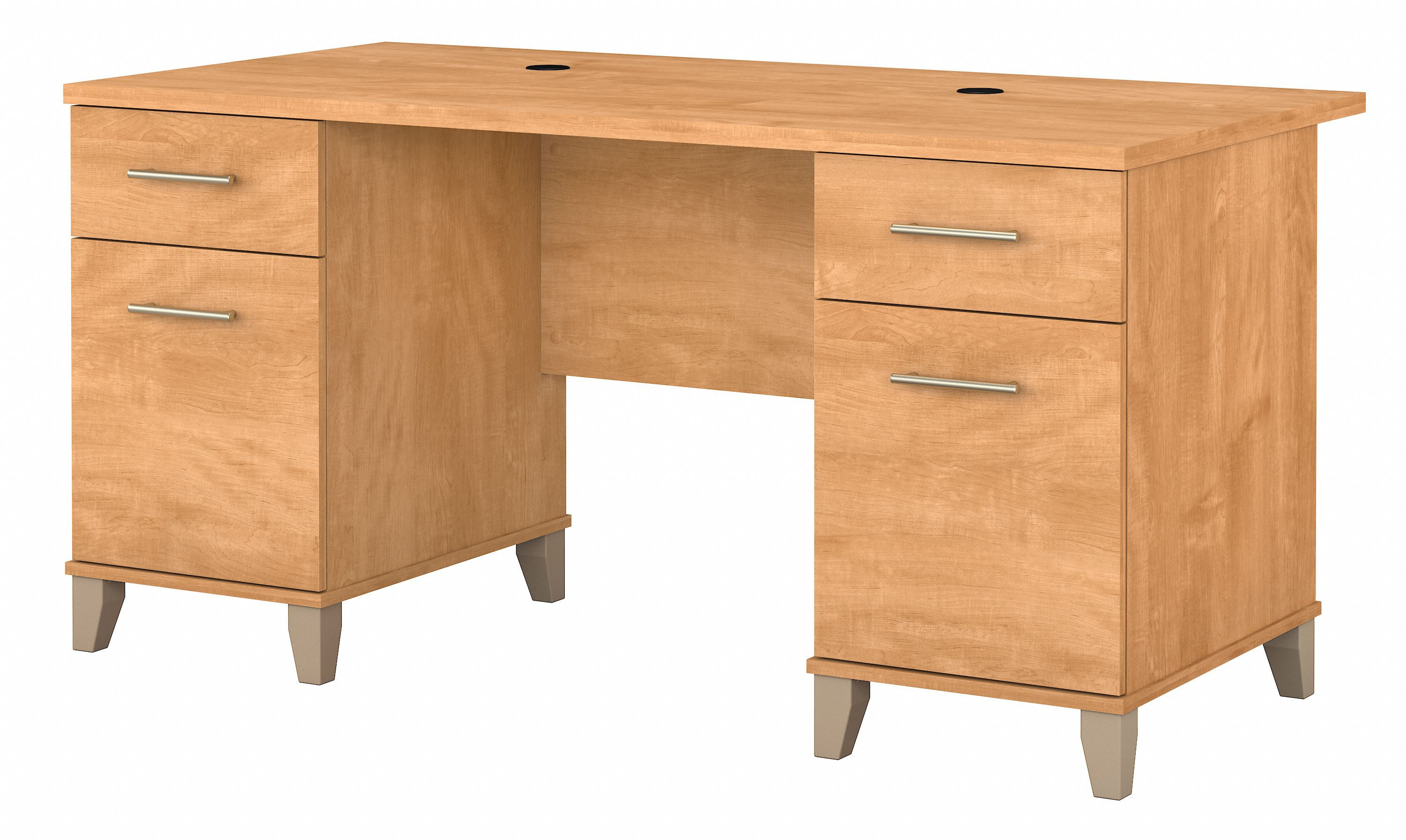 Bush Furniture Somerset 60W Office Desk with Drawers | Maple Cross/White_0