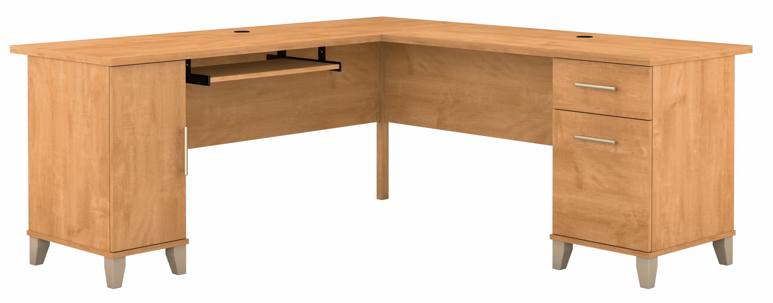 Bush Furniture Somerset 72W L Shaped Desk with Storage | Maple Cross/White_0