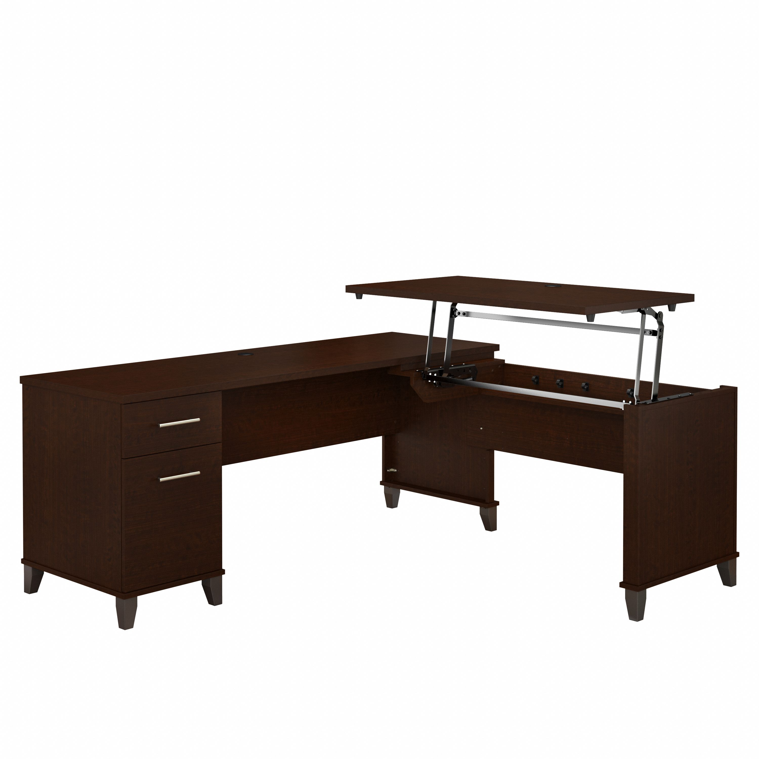 Bush Furniture Somerset 72W 3 Position Sit to Stand L Shaped Desk | Mocha Cherry_0