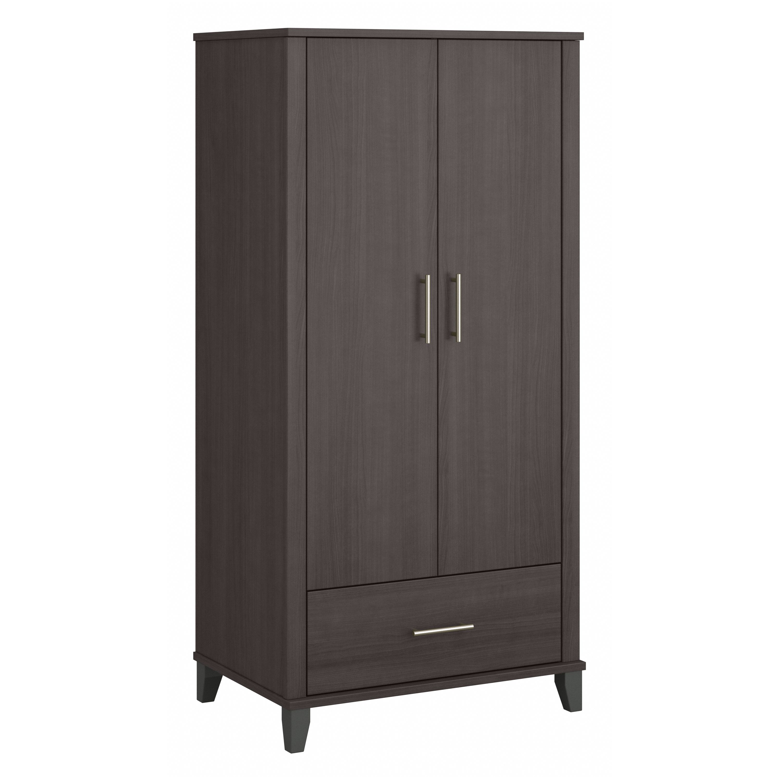 Bush Furniture Somerset Tall Entryway Cabinet with Doors and Drawer | Storm Gray_0