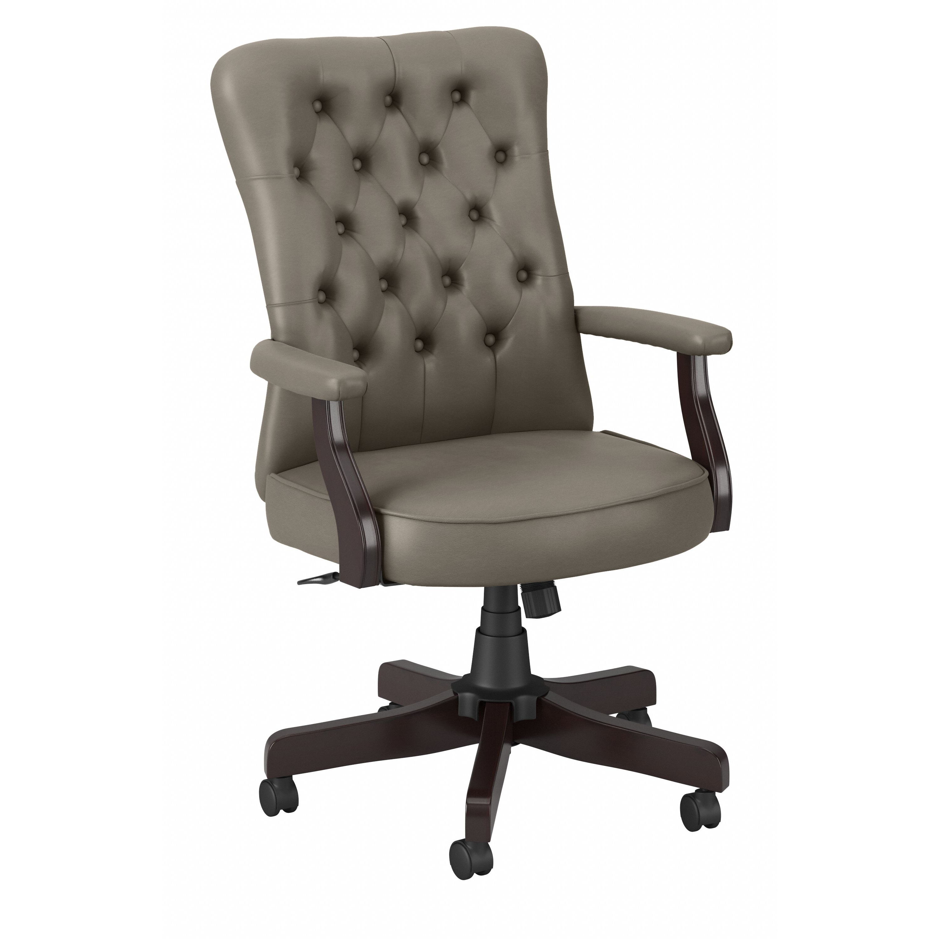 Bush Business Furniture Arden Lane High Back Tufted Office Chair with Arms | Washed Gray Leather_0