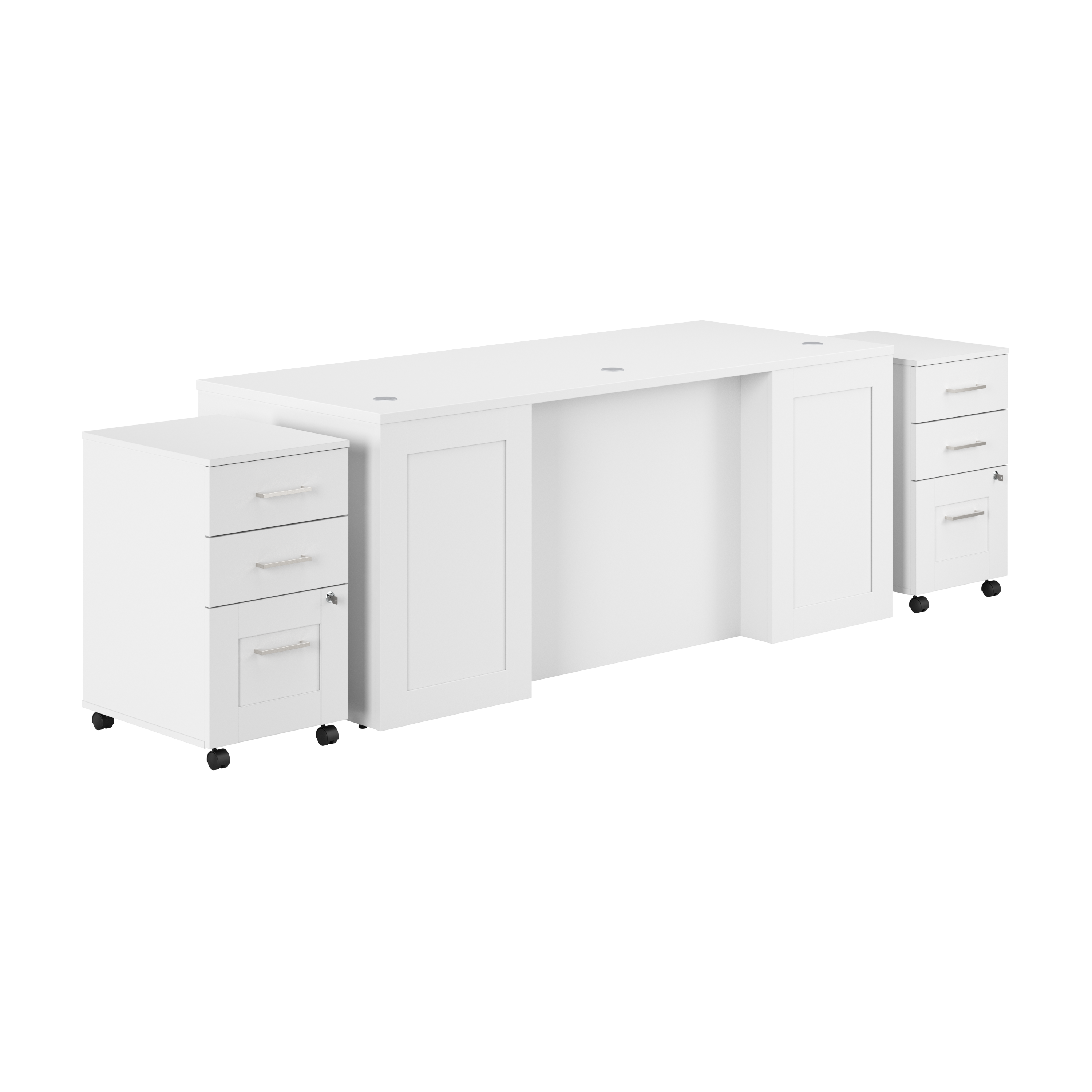 Bush Business Furniture Hampton Heights 72W x 30D Executive Desk with Mobile File Cabinets | White_0