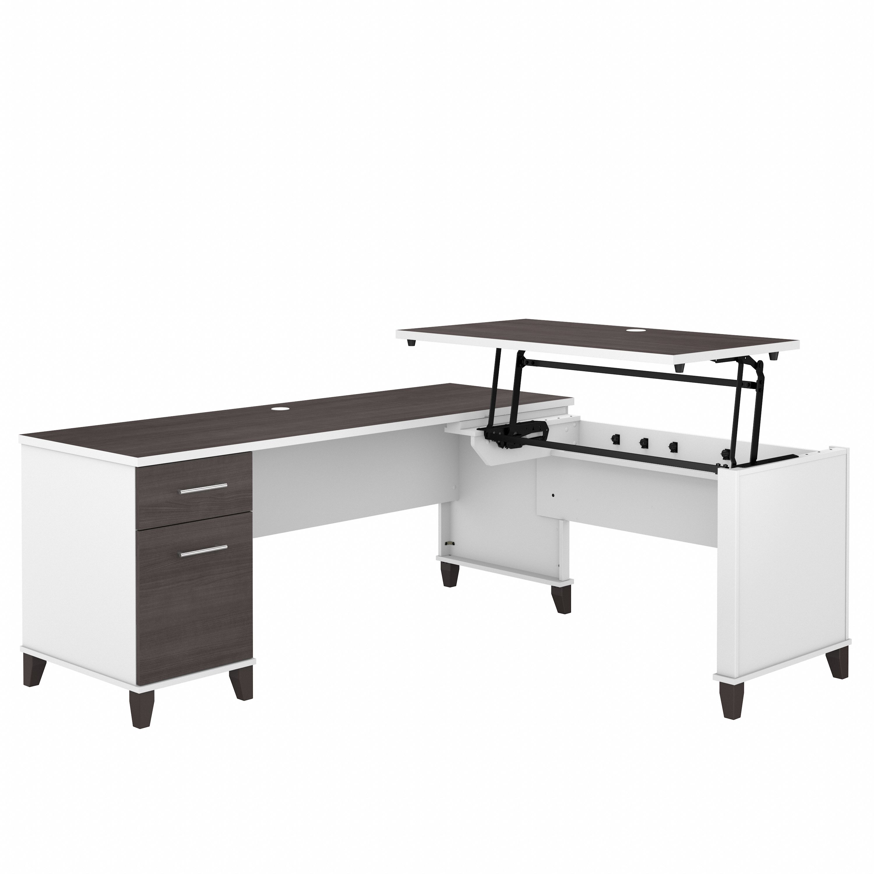 Bush Furniture Somerset 72W 3 Position Sit to Stand L Shaped Desk | Storm Gray/White_0