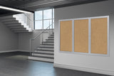 Ghent 3 Door Enclosed Natural Cork Bulletin Board w/ Satin Aluminum Frame, 4'H x 8'W_1