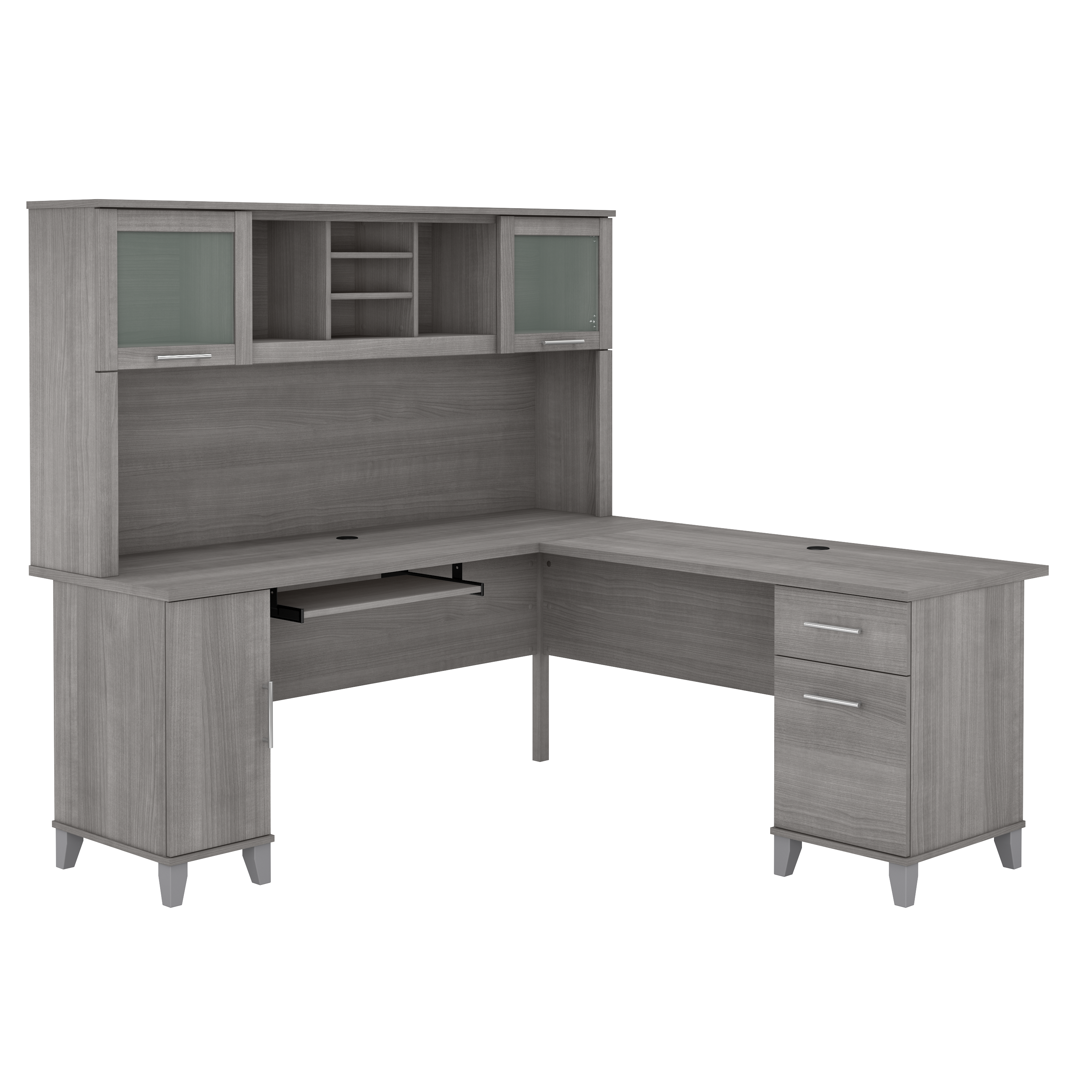 Bush Furniture Somerset 72W L Shaped Desk with Hutch | Platinum Gray_0