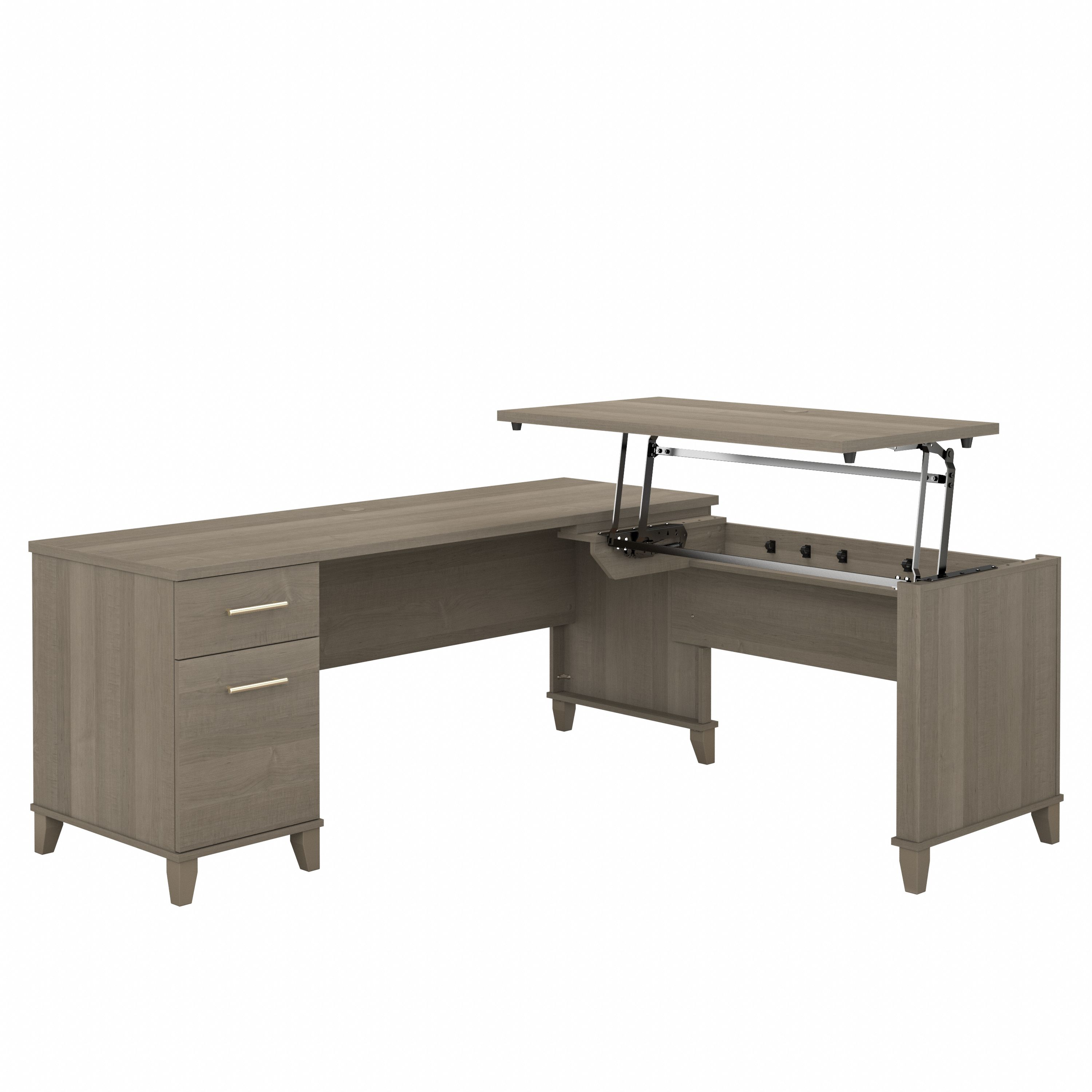 Bush Furniture Somerset 72W 3 Position Sit to Stand L Shaped Desk | Ash Gray_0