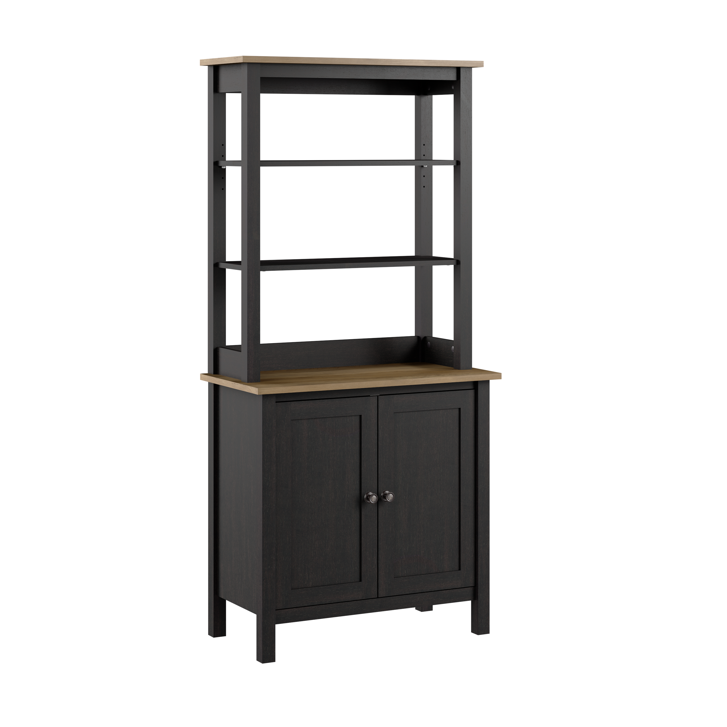 Bush Furniture Mayfield 5 Shelf Bookcase with Doors | Vintage Black/Reclaimed Pine_0