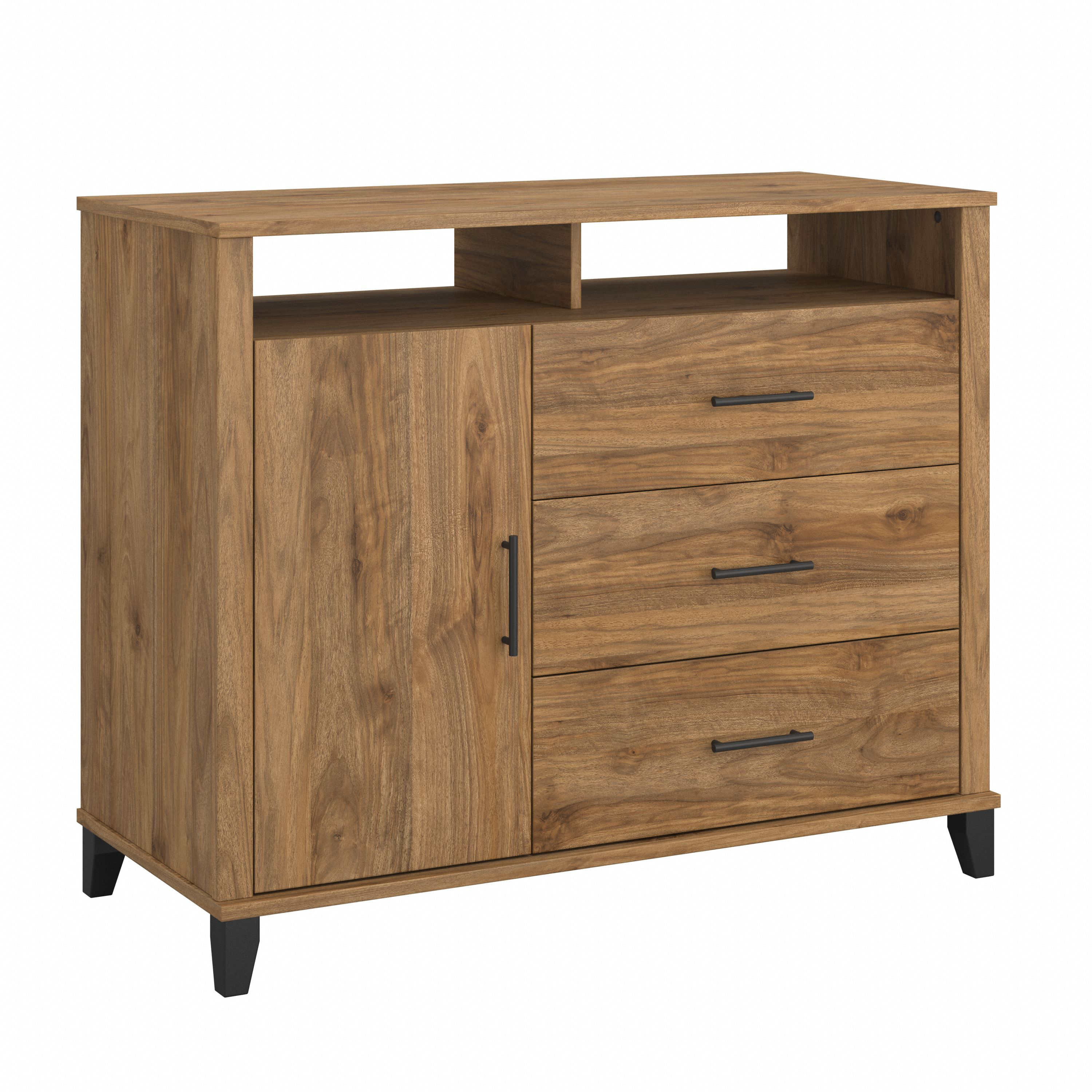 Bush Furniture Somerset Tall Sideboard Buffet Cabinet | Fresh Walnut_0