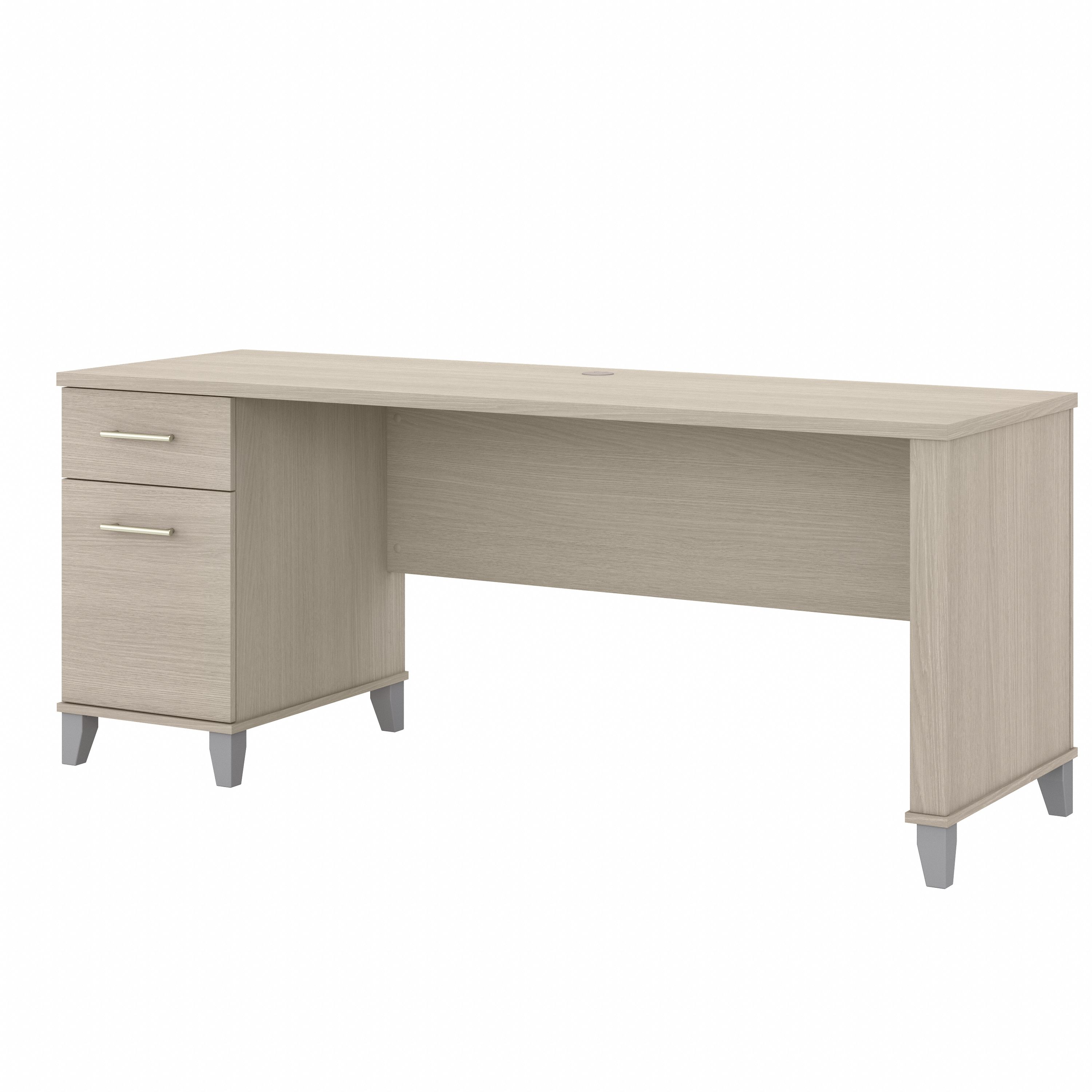 Bush Furniture Somerset 72W Office Desk with Drawers | Sand Oak/White_0