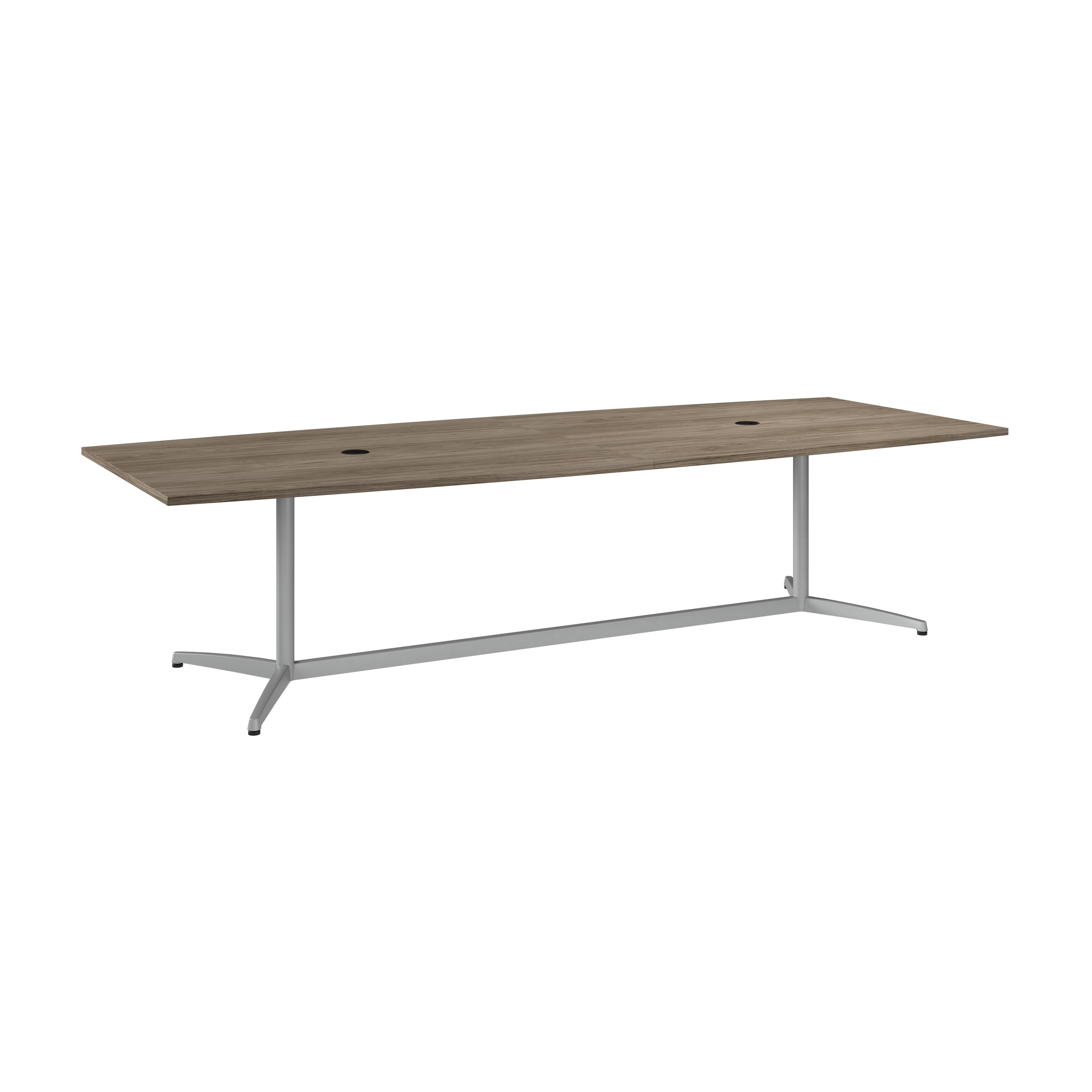 Bush Business Furniture 120W x 48D Boat Shaped Conference Table with Metal Base | Modern Hickory_0