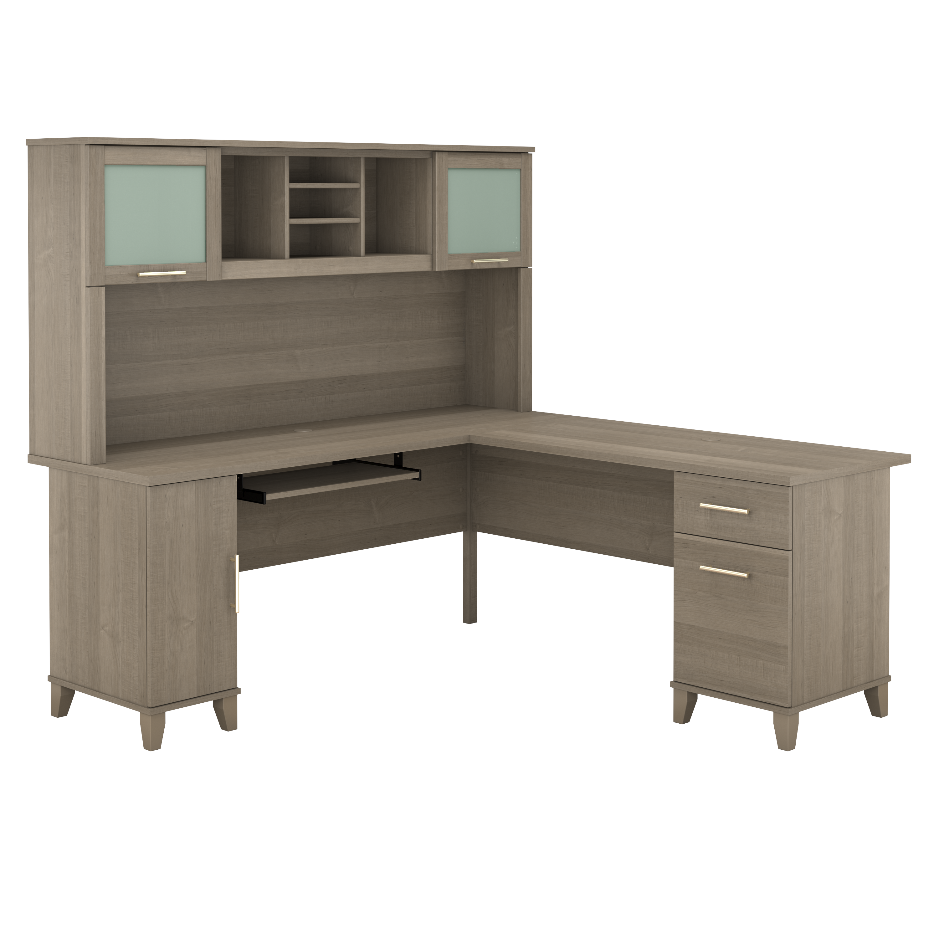 Bush Furniture Somerset 72W L Shaped Desk with Hutch | Ash Gray_0