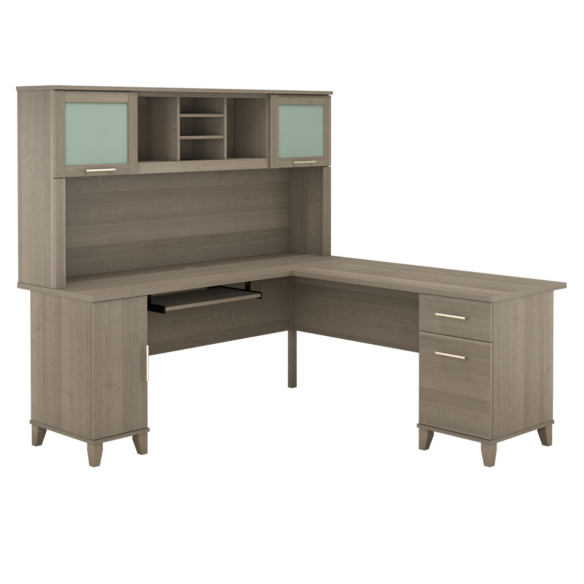 Bush Furniture Somerset 72W L Shaped Desk with Hutch | Ash Gray_0