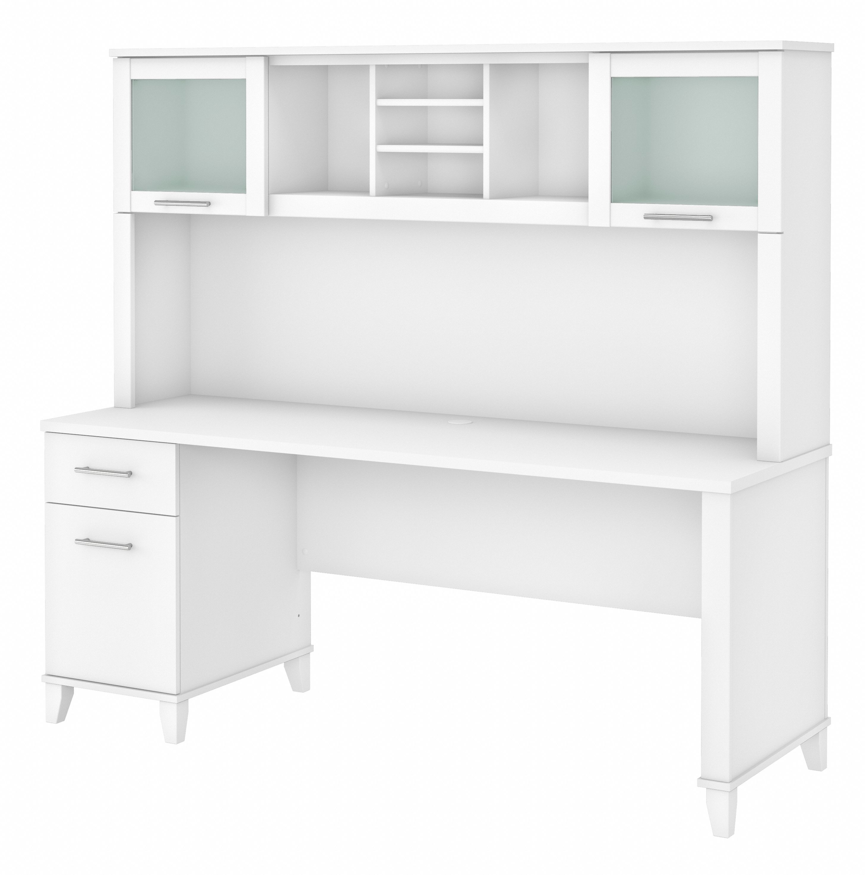 Bush Furniture Somerset 72W Office Desk with Drawers and Hutch | White_0