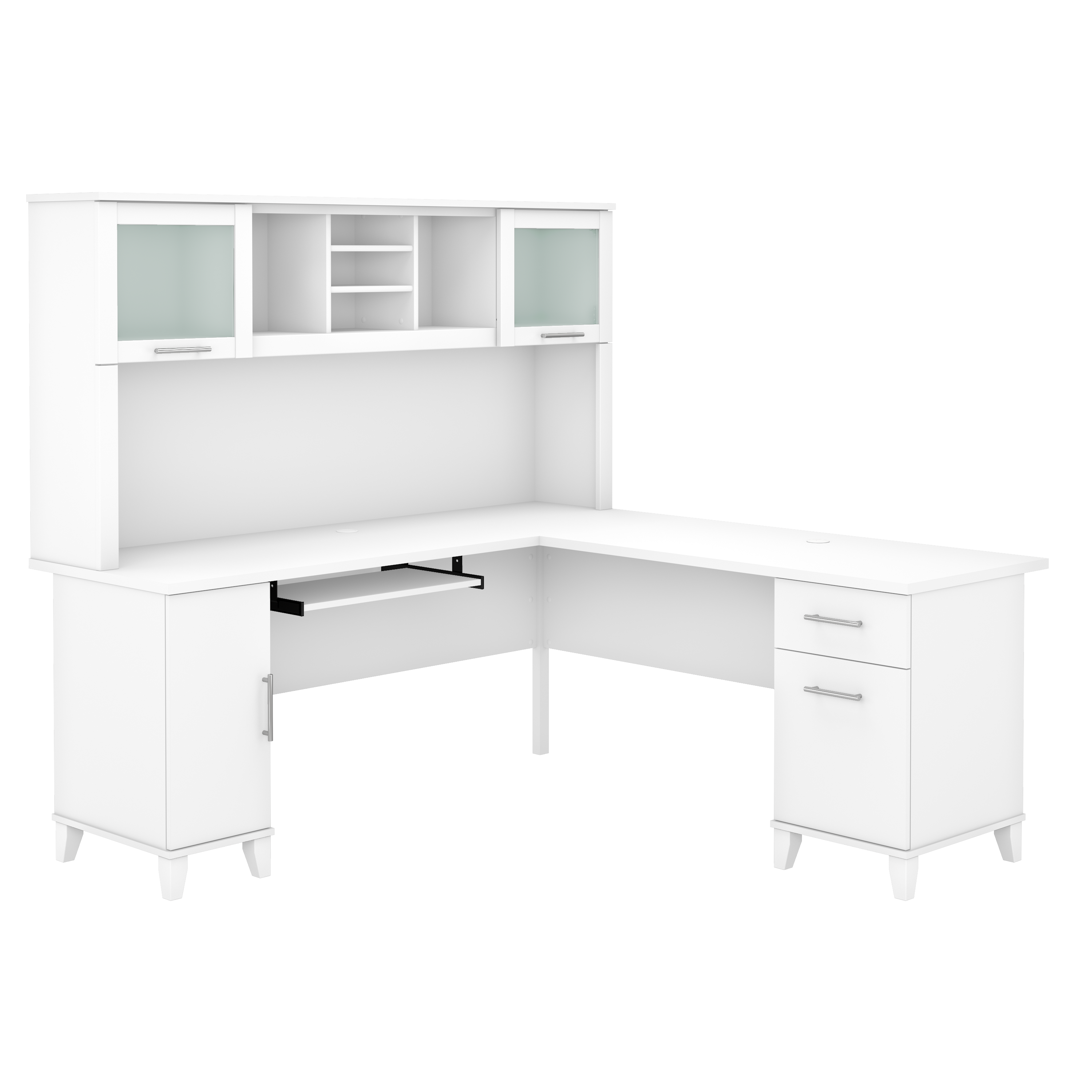 Bush Furniture Somerset 72W L Shaped Desk with Hutch | White_0